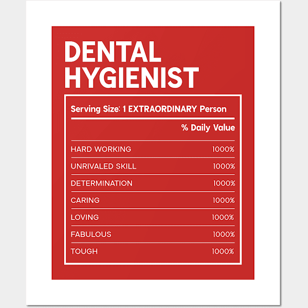 Dental Hygienist - Nutrition Facts Design Wall Art by best-vibes-only